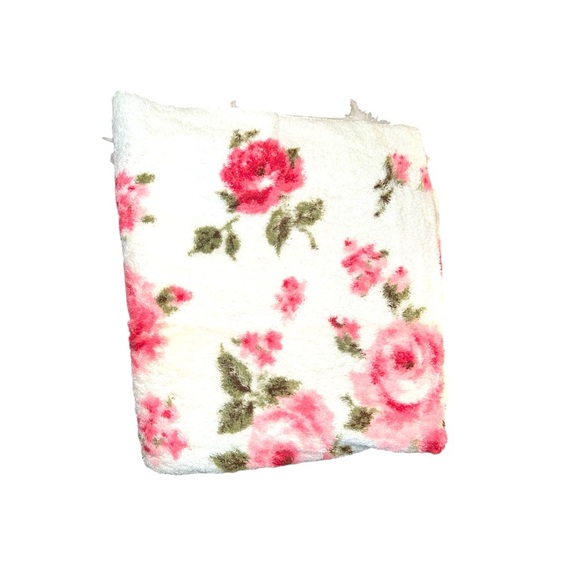 St Mary’s Pink White Floral Terry Cloth Bath Towels Fringe VTG Set Of 4 - Picture 3 of 5